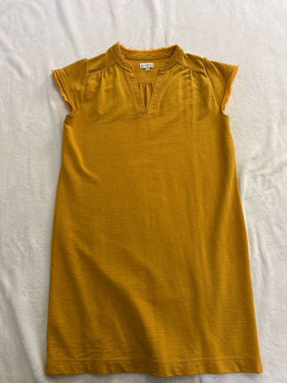 Wonderly Mustard Yellow Short Sleeve Shift Dress